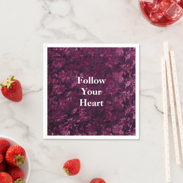 Warm Burgundy Blommigt Pappersservett (Insitu)