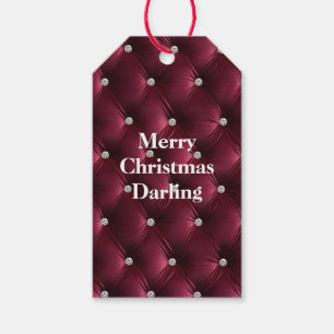 Warm Burgundy Red Faux Velvet Presentetikett