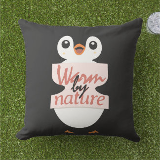 Warm by nature: Adorable Penguin with Playful Text Kudde