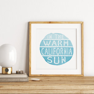 Warm California Sol Vintage Typography Blue Poster