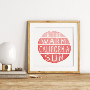 Warm California Sol Vintage Typography Coral Poster
