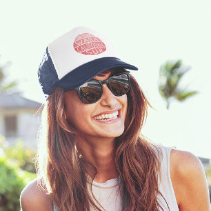 Warm California Sol Vintage Typography Coral Truckerkeps