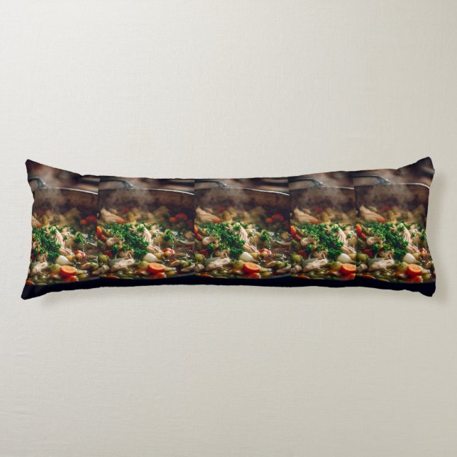 Warm Chicken Soup Steam Art – Rustic Home Cooking  Kroppskudde (Framsidan)