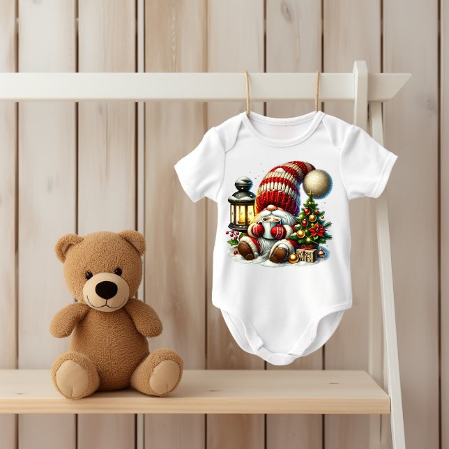 Warm Christmas Gnome Baby Bodysuit T Shirt (Warm Gnome Baby Bodysuit. )