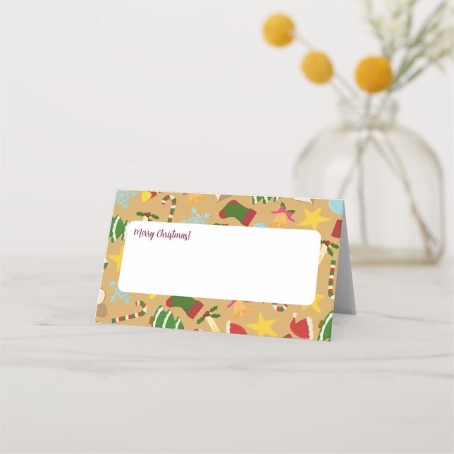 Warm Christmas Place Cards - Dinner Table Decor Placeringskort (Framsida)