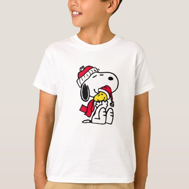warm christmas with snoopy & woodstock t shirt (Framsida)