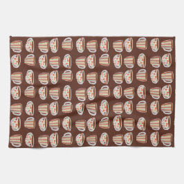 Warm Circle Pattern On Cups Of Coffee Kökshandduk