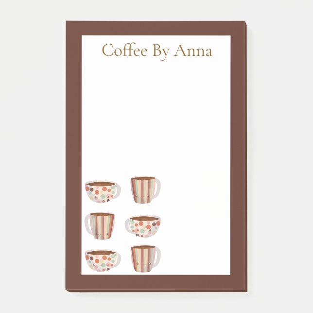 Warm Circle Pattern On Cups Of Coffee Post-it Block (Framsida)