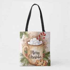 Warm cocoa merry Christmas cookie holly rustic Tygkasse