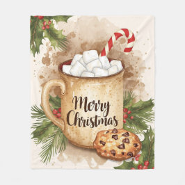 Warm cocoa merry Christmas holly cozy festive Fleecefilt