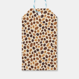 Warm Coffee Bean Roast Tones Seamless Pattern Presentetikett