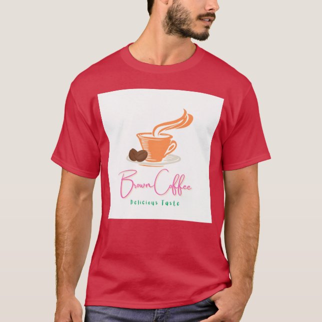 Warm Coffee Cup with Beans Illustration retro T Shirt (Framsida)