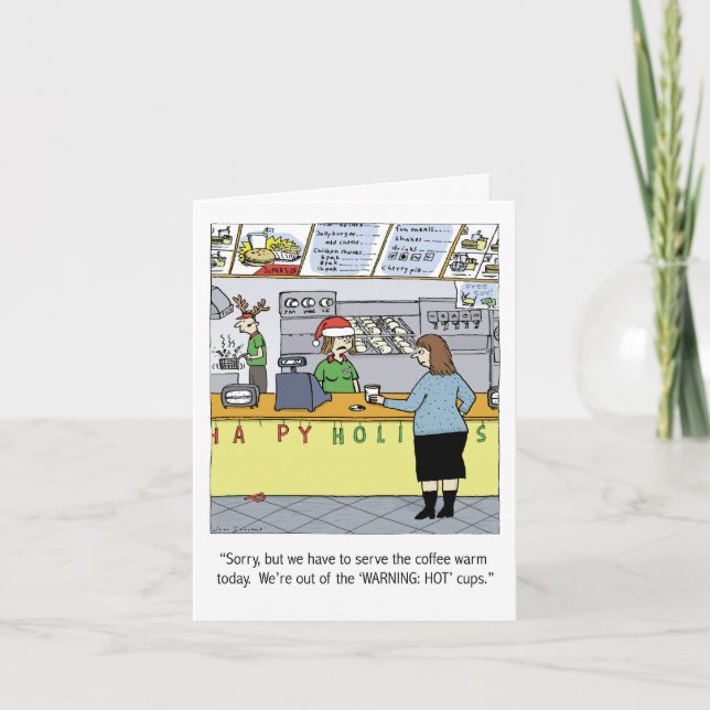 Warm Coffee Helgdag Finny Tecknad jul Julafton Helgkort (Framsida)