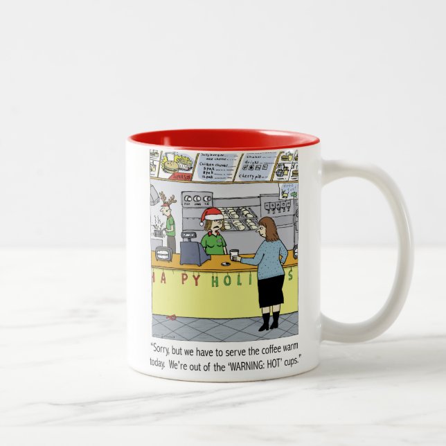 Warm Coffee Humous Helgdag Tecknad | Funny Två-Tonad Mugg (Höger)