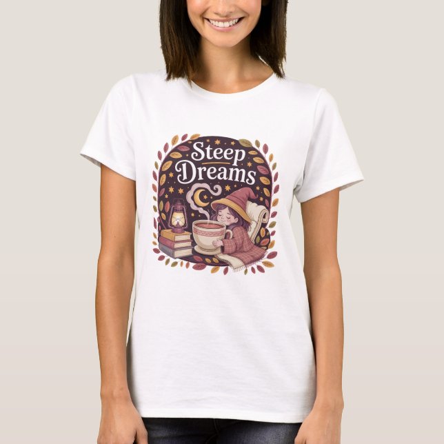 Warm Cottage Witch Tea T Shirt (Framsida)