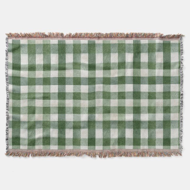 Warm Cream Green Plaid Stripes Christmas Filt (Framsidan)