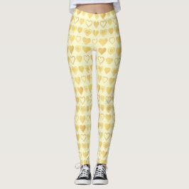 Warm Cream Minimal Hearts Valentine Gift Leggings