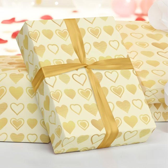 Warm Cream Minimal Hearts Valentine Gift Presentpapper (Skapare uppladdad)