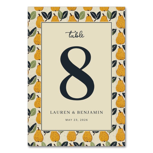 Warm Cream Pear Illustration Bordsnummer (Framsidan)