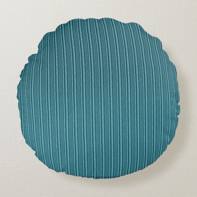 Warm Deep Blue Nautical Stripe Rund Kudde (Framsidan)