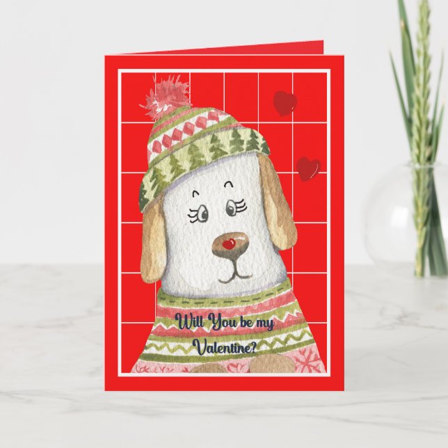 Warm Doggie Valentine Tack Kort (Framsida)