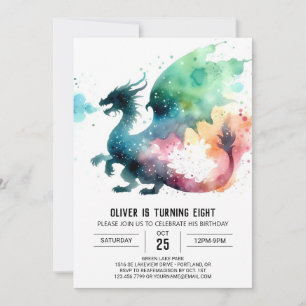 Warm Dragon Birthday Printable Inbjudningar