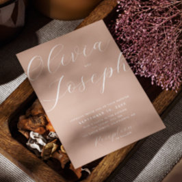 Warm Dusty Peach Bröllop | Elegant Foto och QR-kod Inbjudningar