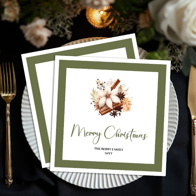 Warm Earth Tone Christmas Tree Personalized Napkin Pappersservett (Warm Earth Tone Christmas Tree Personalized Napkins)