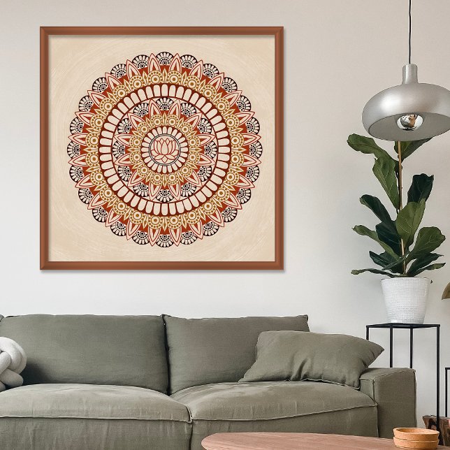 Warm Earth Tones Lotus Henna Mandala Poster (Skapare uppladdad)
