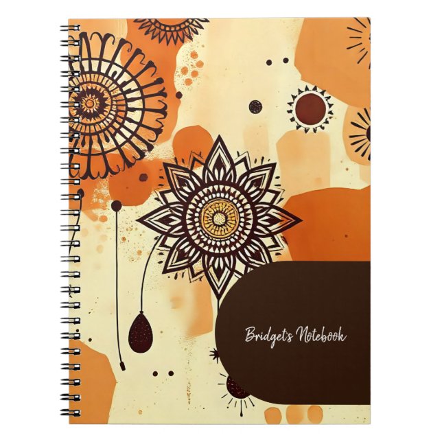 Warm Earthy Mandala Rustic Autumn Anteckningsbok (Framsidan)