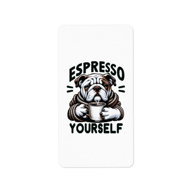 Warm Espresso Bulldog - Mysiga kaffe Adressetikett (Framsidan)