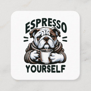 Warm Espresso Bulldog - Mysiga kaffe Fyrkantigt Visitkort