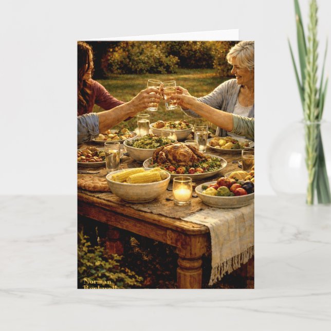 Warm Family Dinner Gathering Greeting Card Kort (Framsida)
