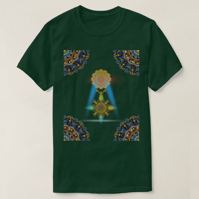 Warm färg Mandala golden rainbow T Shirt (Design framsida)