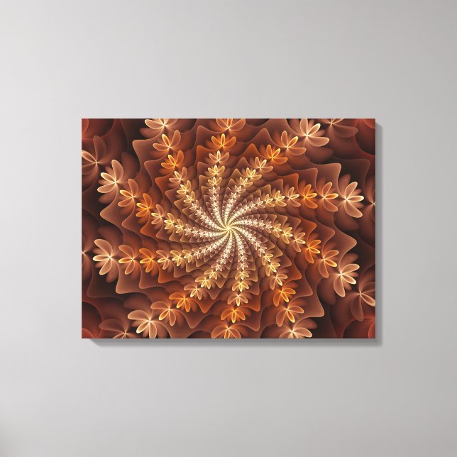 Warm Färg, Trippy Modern Fractal Art Mönster Canvastryck (Framsida)