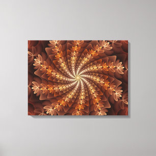 Warm Färg, Trippy Modern Fractal Art Mönster Canvastryck