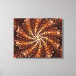 Warm Färg, Trippy Modern Fractal Art Mönster Canvastryck