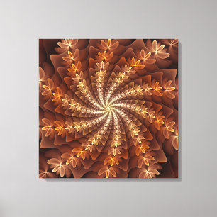 Warm Färg, Trippy Modern Fractal Art Mönster Canvastryck