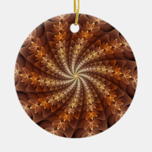 Warm Färg, Trippy Modern Fractal Art Mönster Julgransprydnad Keramik
