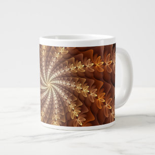 Warm Färg, Trippy Modern Fractal Art Mönster Jumbo Mugg