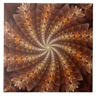 Warm Färg, Trippy Modern Fractal Art Mönster Kakelplatta