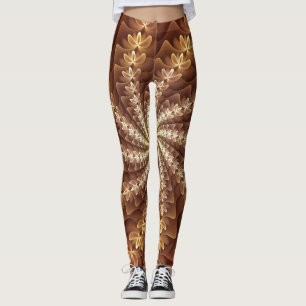 Warm Färg, Trippy Modern Fractal Art Mönster Leggings