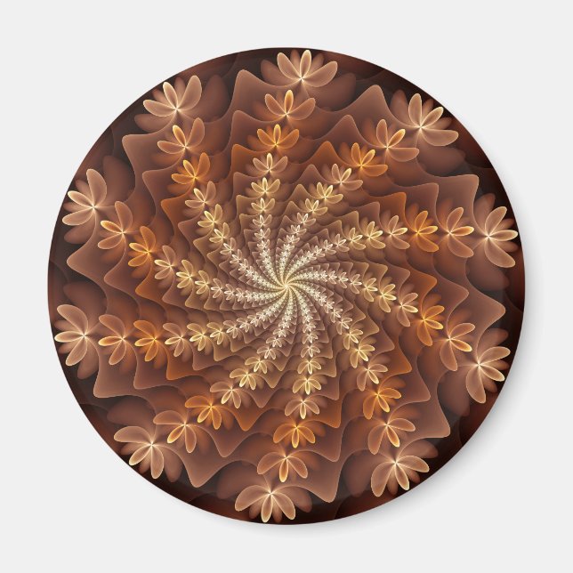 Warm Färg, Trippy Modern Fractal Art Mönster Magnet (Framsidan)
