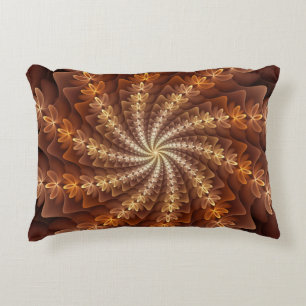 Warm Färg, Trippy Modern Fractal Art Mönster Prydnadskudde