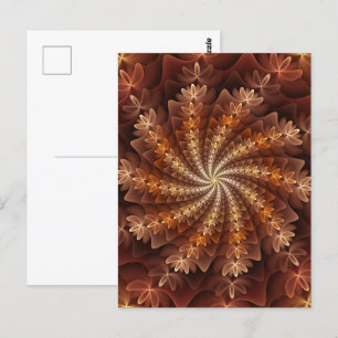 Warm Färg, Trippy Modern Fractal Art Mönster Vykort
