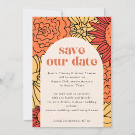 Warm Färgad Large Blommigt Arch sparar datumet Inbjudningar