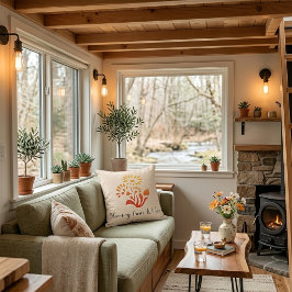 Warm Floral Growth Cushion Kudde