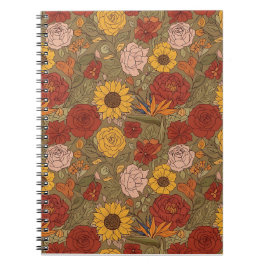 Warm Floral Patterned Notebook Anteckningsbok