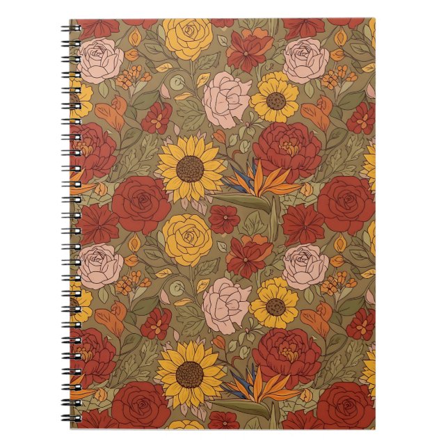 Warm Floral Patterned Notebook Anteckningsbok (Framsidan)
