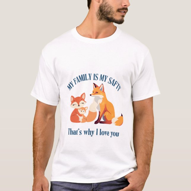 Warm Forest Fox-familjen med Loving Vibes T Shirt (Framsida)